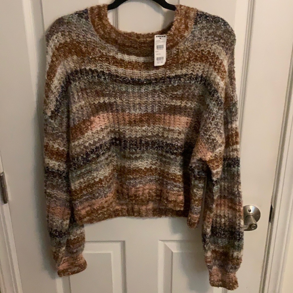 Multi Color Ivory Combo crew neck sweater.